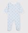 Babies' star-print fleece pyjama suit with a back opening white/multicolor