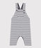 Babies' Thick Stripy Jersey Dungarees MARSHMALLOW white/SMOKING blue
