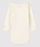 Babies' Long-Sleeved Bodysuit in Cotton/Wool MARSHMALLOW white