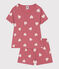 Children's short heart-pattern cotton pyjamas ROSEWOOD pink/MARSHMALLOW