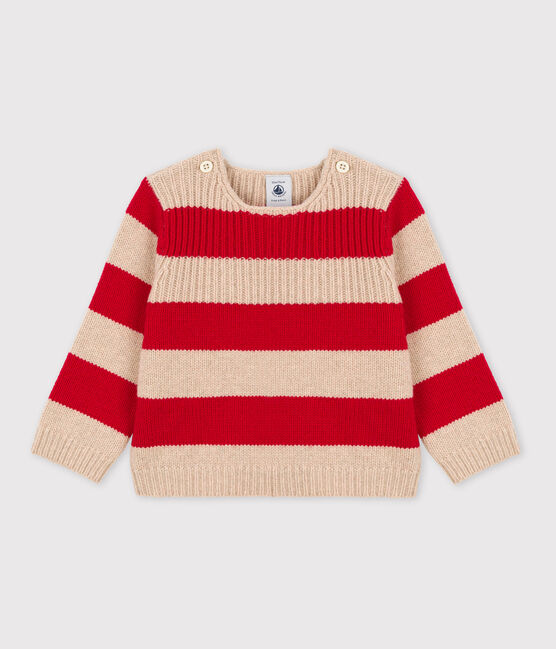 Babies' Stripy Wool/Cotton Knitted Pullover TRENCH /STOP