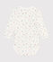 Babies' long-sleeved wrapover cotton bodysuit MARSHMALLOW white/MULTICO white
