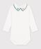 Babies' plain cotton body with an embroidered collar white