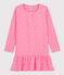 Girls' Ruffle Cotton Nightdress PETAL pink/ECUME white