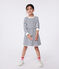 Children's long-sleeved stripy cotton dress MARSHMALLOW white/SMOKING blue