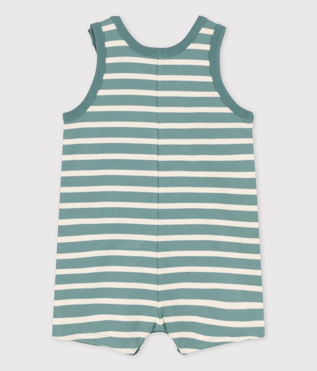Babies' Thick Jersey Short Playsuit green/ecru