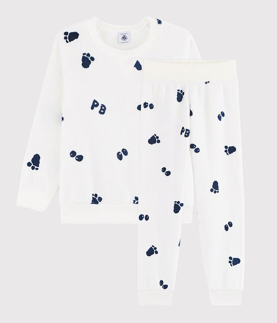 Boys' Fleece Pyjamas MARSHMALLOW white/MEDIEVAL CN blue