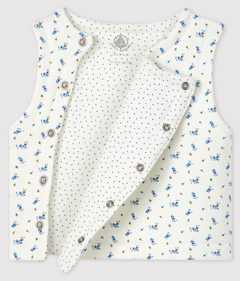 Babies' Quilted Organic Cotton Gilet white/blue