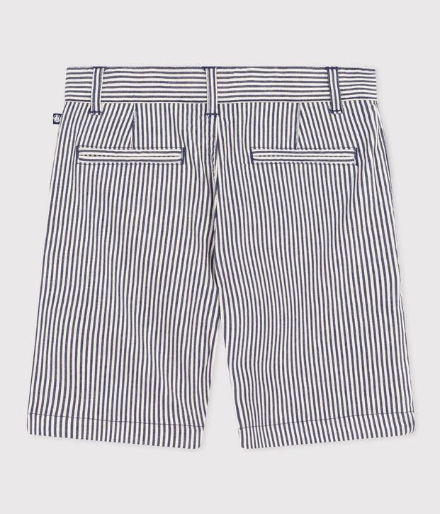 Boys' Stripy Cotton Bermuda Shorts blue/white