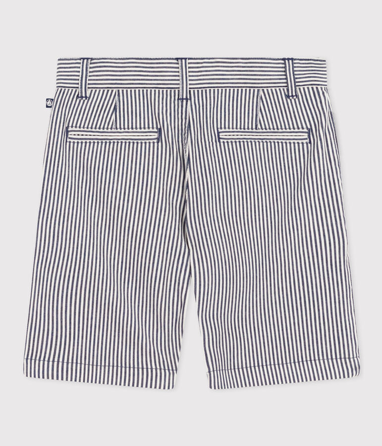 Boys' Stripy Cotton Bermuda Shorts blue/white