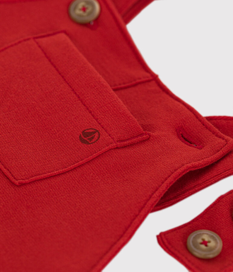 Babies' Short Lightweight Fleece Dungarees AURORA red