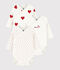 Babies' long-sleeved wrapover red heart pattern bodysuits - 3-Pack multicolor