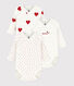 Babies' long-sleeved wrapover red heart pattern bodysuits - 3-Pack 