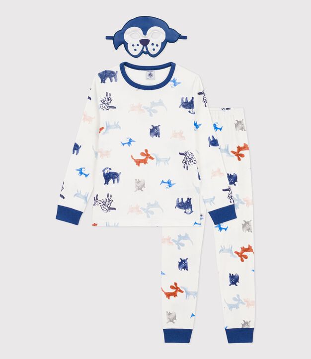 Children's dog print cotton fancy dress pyjamas white/multicolor