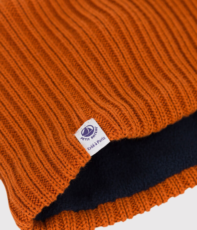 Babies' Knit Snood with Recycled Fleece Lining brown