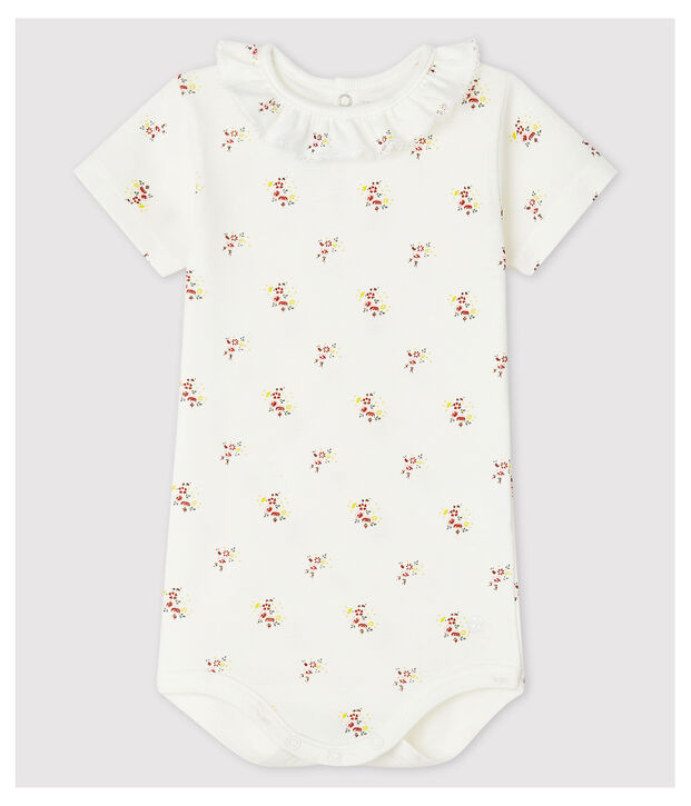 Babies' Short-Sleeved Bodysuit With Ruff white/multicolor