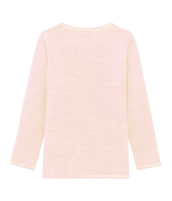 Children's Long-Sleeved Wool and Cotton T-Shirt CHARME pink/MARSHMALLOW white
