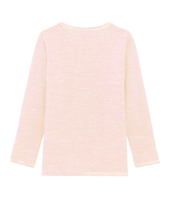 Children's Long-Sleeved Wool and Cotton T-Shirt CHARME pink/MARSHMALLOW white