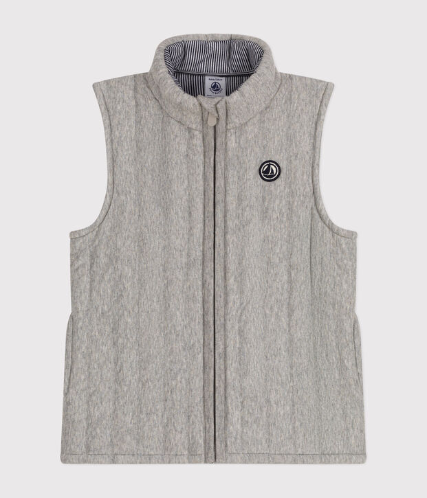 Children's sleeveless jacket for girls or boys in tube knit grey