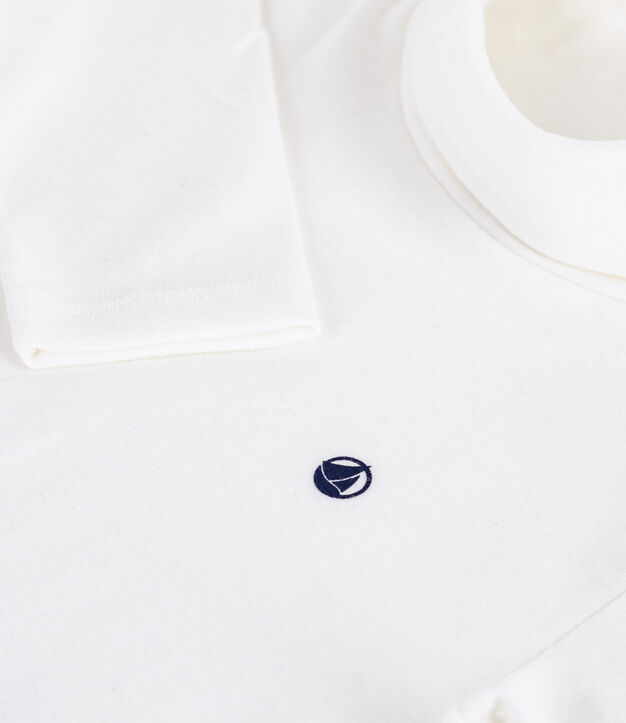 Children's plain cotton rollneck top white