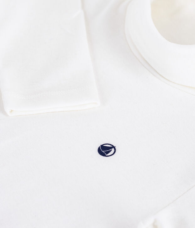 Children's plain cotton rollneck top white
