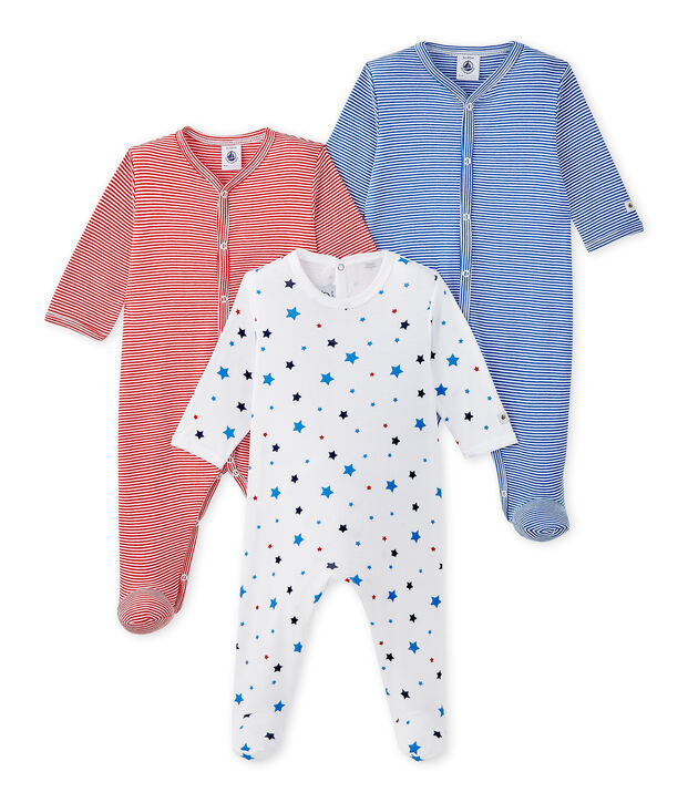 Set of three baby boy's sleepsuits white