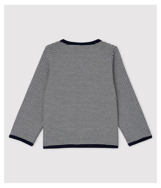 Baby Girls' Pinstriped 2x2 Rib Knit Cardigan SMOKING blue/MARSHMALLOW white