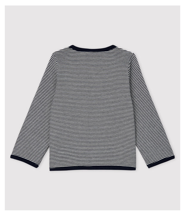 Baby Girls' Pinstriped 2x2 Rib Knit Cardigan blue/white