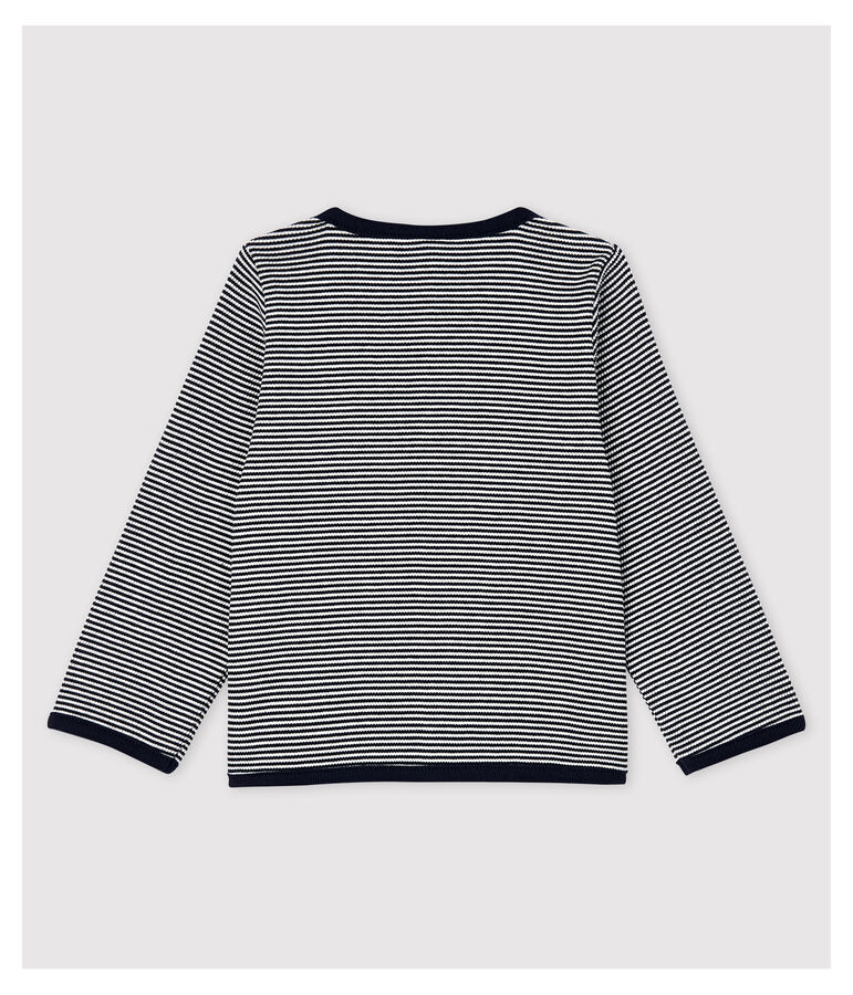 Baby Girls' Pinstriped 2x2 Rib Knit Cardigan blue/white
