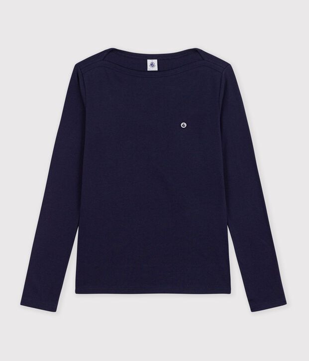 Women's sailor collared cotton T-shirt with long sleeves SMOKING
