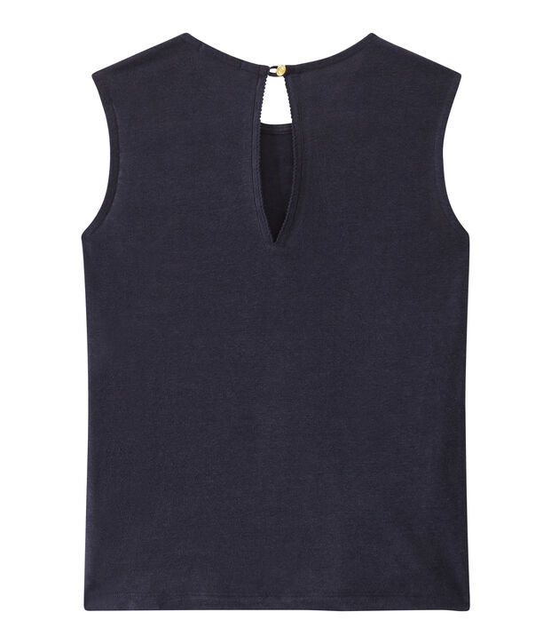 Women's linen sleeveless top blue