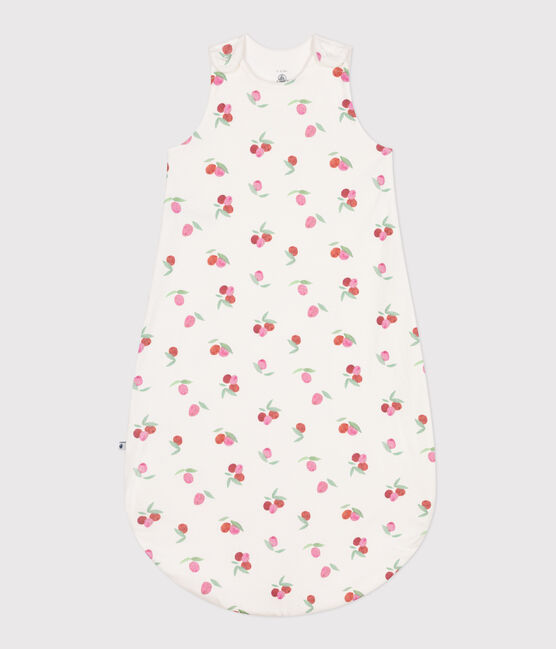 Babies' 1 TOG floral cotton sleeping bag MARSHMALLOW white/MULTICO white