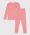 Boys' Striped Cotton Pyjamas OURSIN orange/MARSHMALLOW white