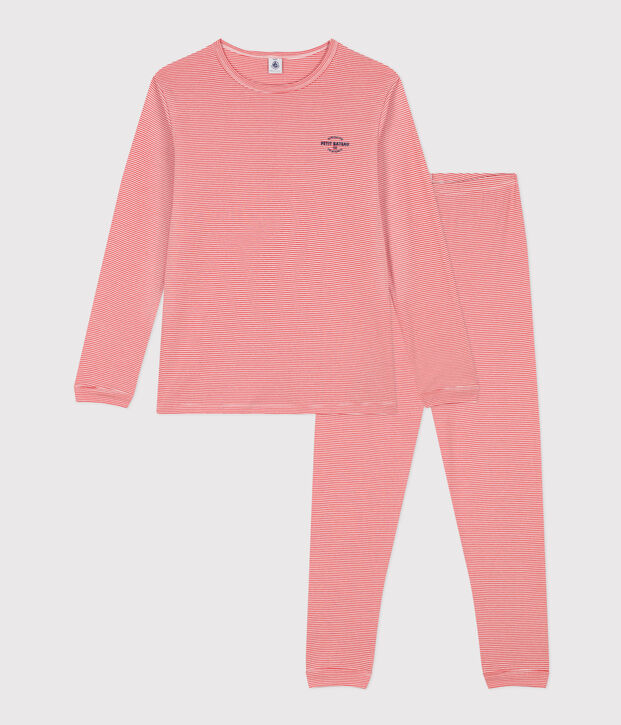 Boys' Striped Cotton Pyjamas orange/white