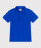 Children's plain short-sleeved cotton polo shirt PERSE blue
