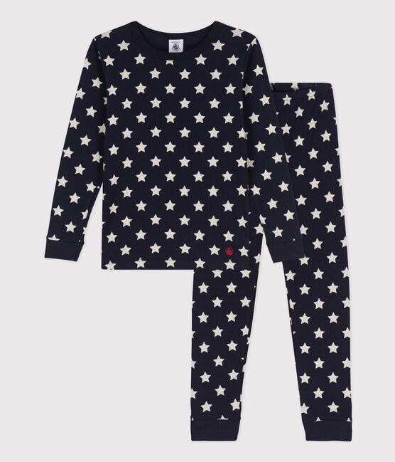 Children's Unisex Starry Snugfit Cotton Pyjamas SMOKING blue/MARSHMALLOW white