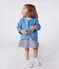 Babies' quilted cotton jacket, printed with little flowers ALASKA blue/MARSHMALLOW white