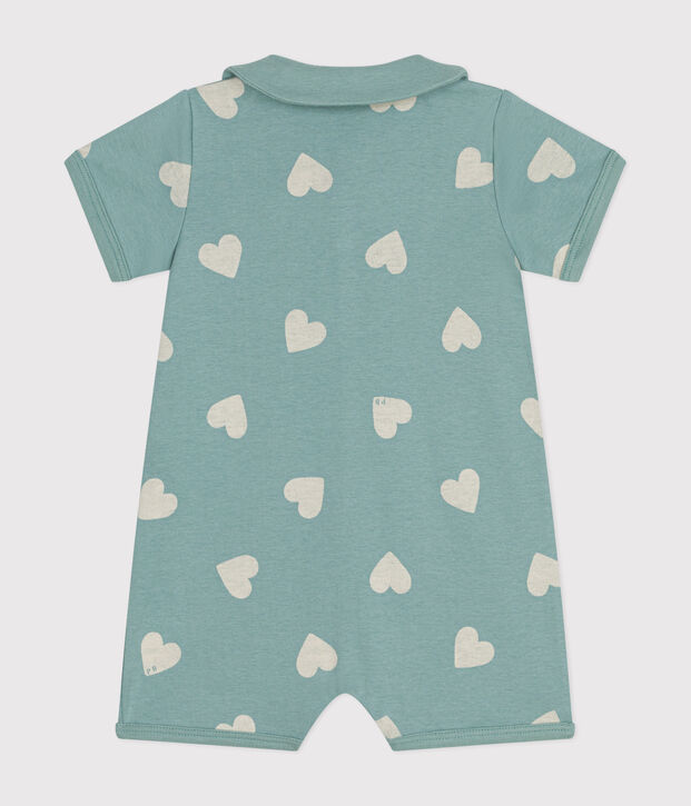 Babies' Short Cotton Playsuit green/ecru