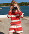 Children's unisex stripy cotton sweatshirt AURORA red/AVALANCHE