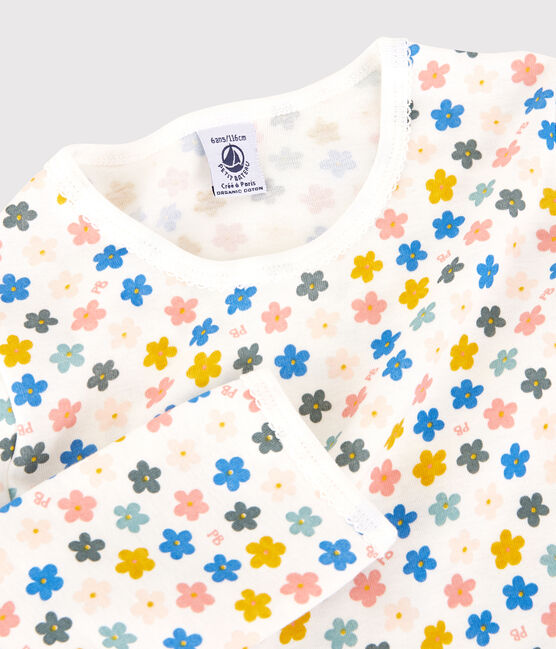 Girls' Glow-In-The-Dark Floral Floral Cotton Pyjamas MARSHMALLOW white/MULTICO white