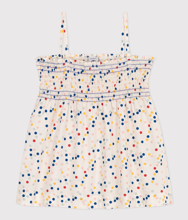 Girls' Sleeveless Cotton Blouse white/multicolor