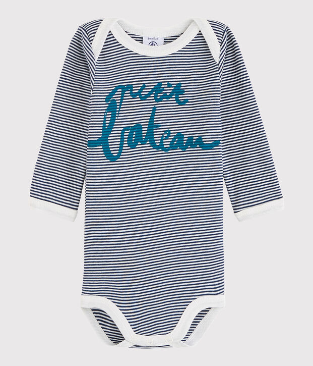 Unisex Babies' Long-Sleeved Bodysuit blue/white