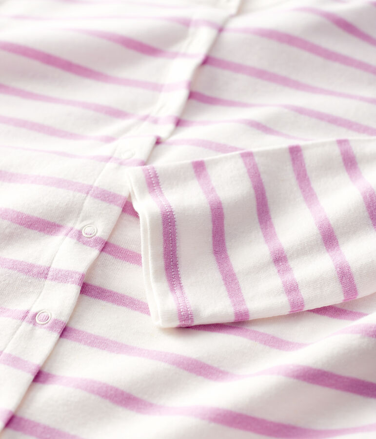 Women's Striped Linen and Cotton Blend Cardigan white/pink