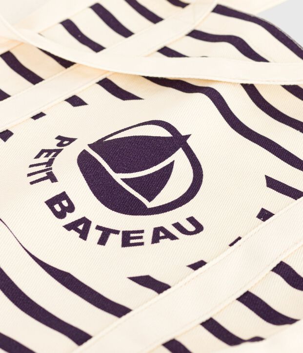 Women's striped canvas tote bag blue/blue