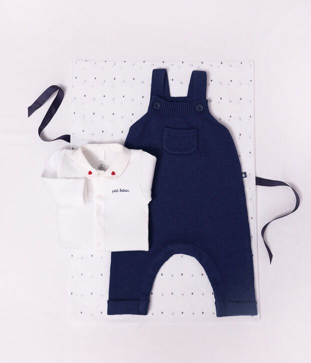 Babies' body with an embroidered collar and a message on the chest white/red