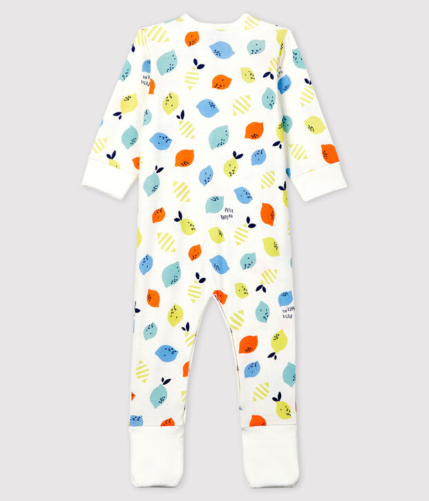 Babies' Organic Cotton Sleepsuit with Detachable Feet white/multicolor