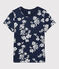 Women's Straight Fit Organic Cotton Round Neck T-Shirt MEDIEVAL blue/MARSHMALLOW white