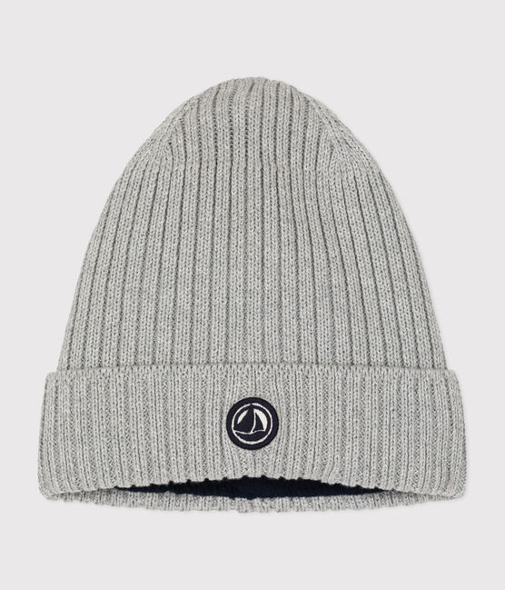 Children's polar fleece-lined knitted beanie hat CHATON CHINE grey