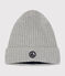 Children's polar fleece-lined knitted beanie hat CHATON CHINE grey