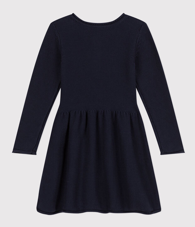 Girls' long-sleeved knit dress blue